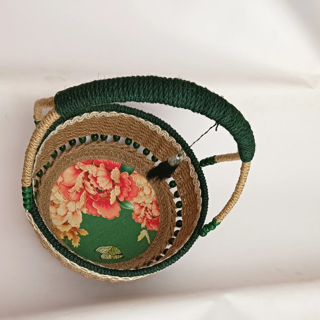 纯手工编织麻绳提篮