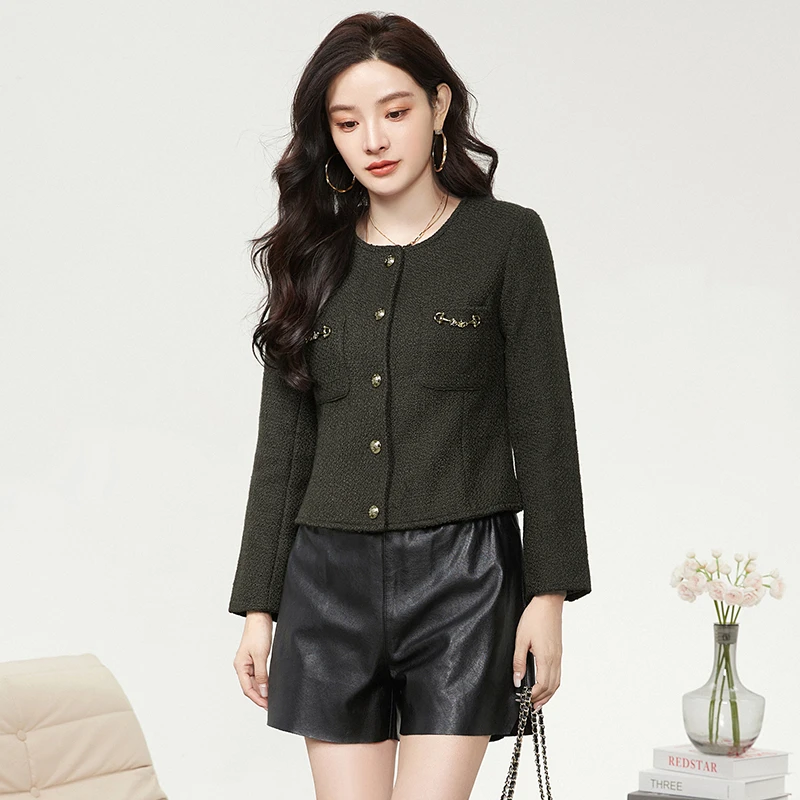 44NY0K0005含羊毛长袖上衣短款外套女