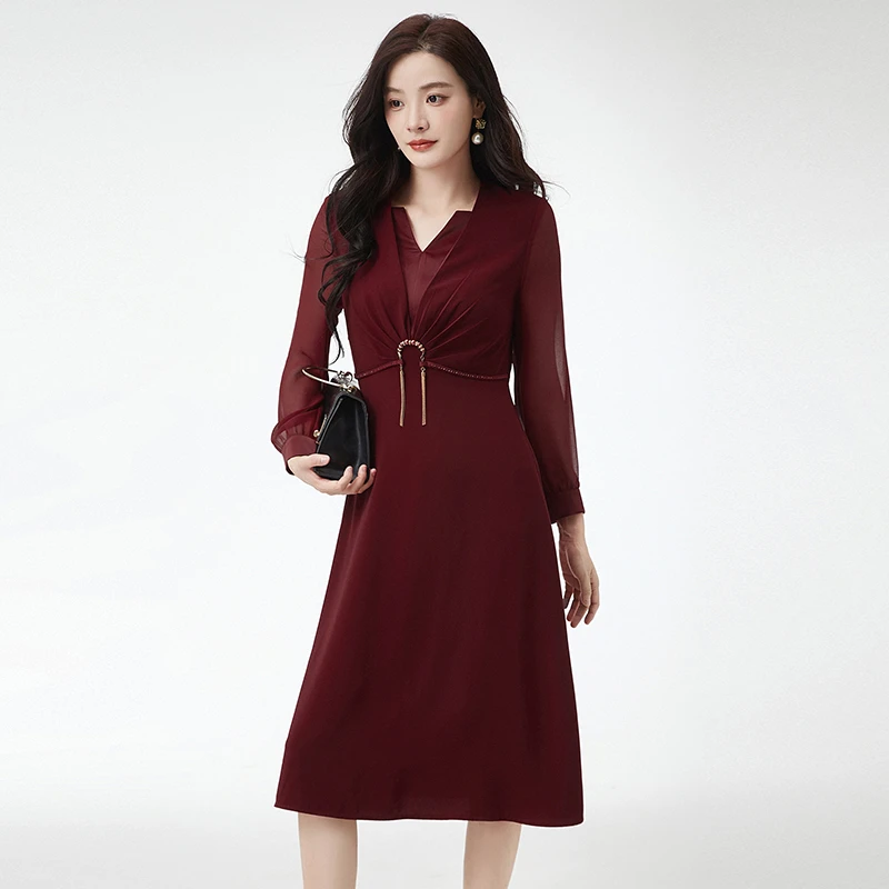 知性优雅长袖裙子高级感连衣裙女43GZ0A0003