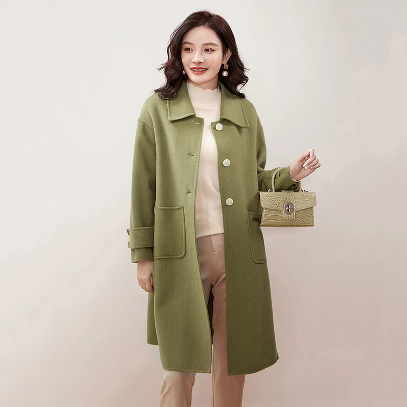 气质双面尼毛呢外套大衣女44HE1E0109