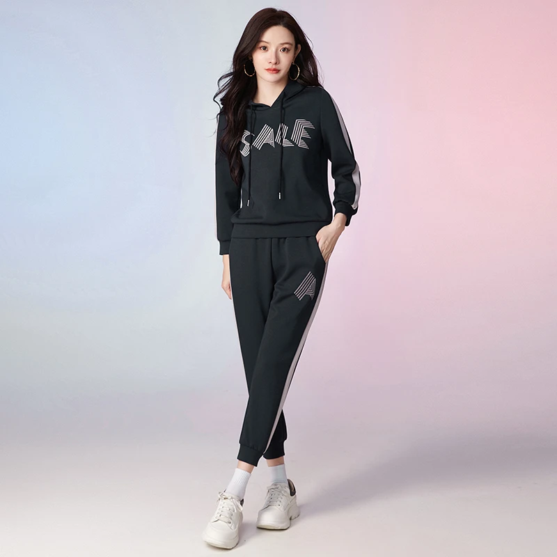 43HH0U0025连帽上衣+长裤两件套装专柜折扣女装2024秋