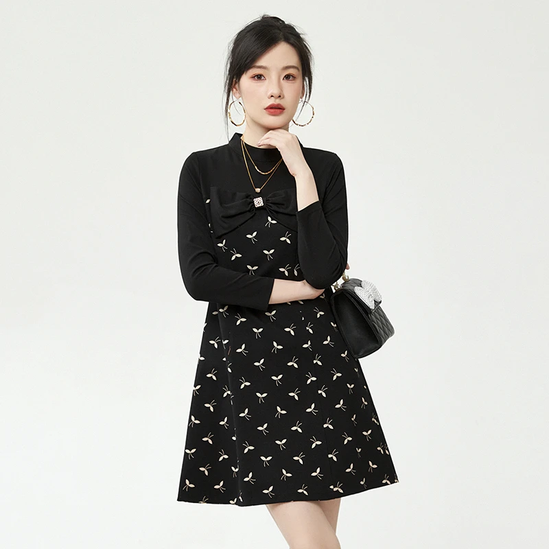 HH0A0127拼色印花短裙连衣裙专柜折扣女装43HH0A0127