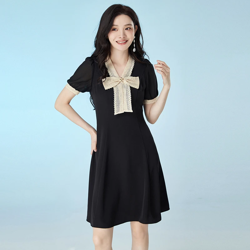 G241镂空设计蝴蝶结中裙紧身裙子连衣裙女42LH0A0007