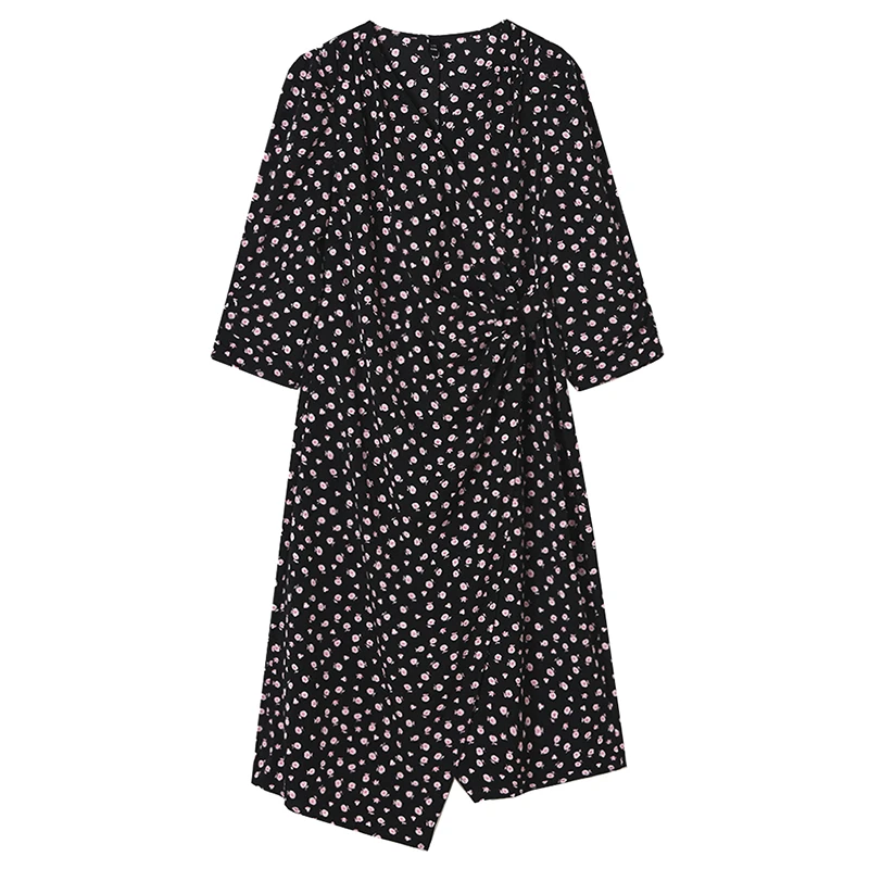 K600洋气减龄碎花裙子九分袖连衣裙女43QH0A0007