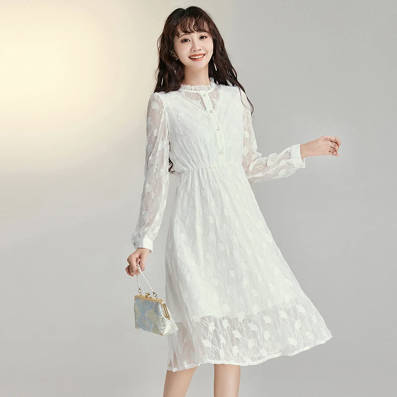 TR0A0006精致提花紧身裙子套头长袖连衣裙女43TR0A0006