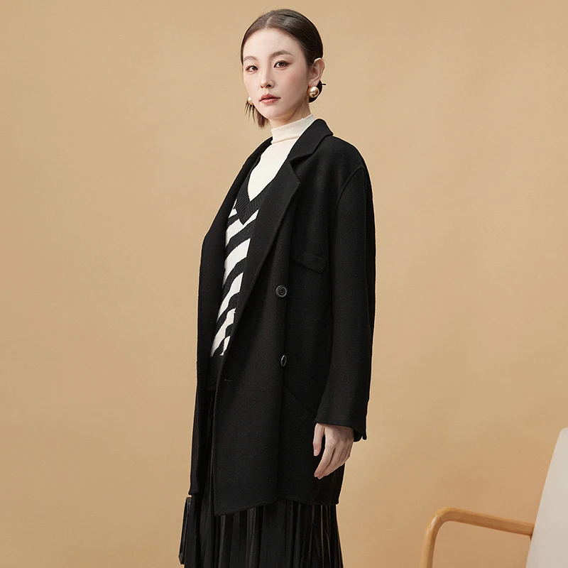 B152双面尼毛呢外套含羊毛羊绒大衣44TR1N0013