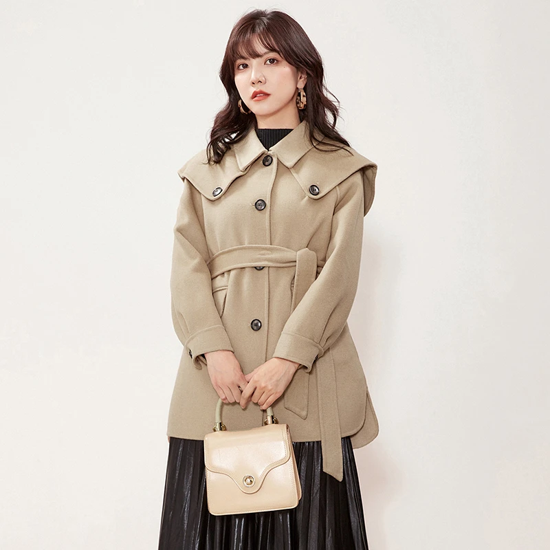 宽松羊毛双面尼毛呢外套大衣女44HZ1E0012