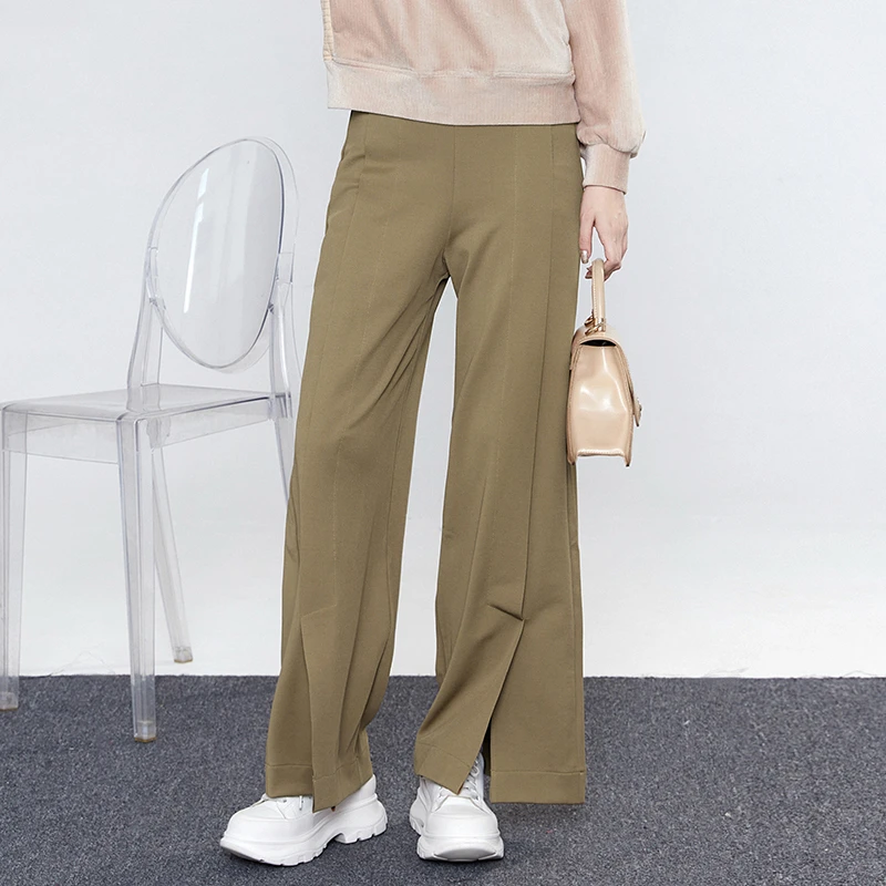 43ON0P0003高腰长裤阔腿遮肉微弹裤子休闲裤女2024秋