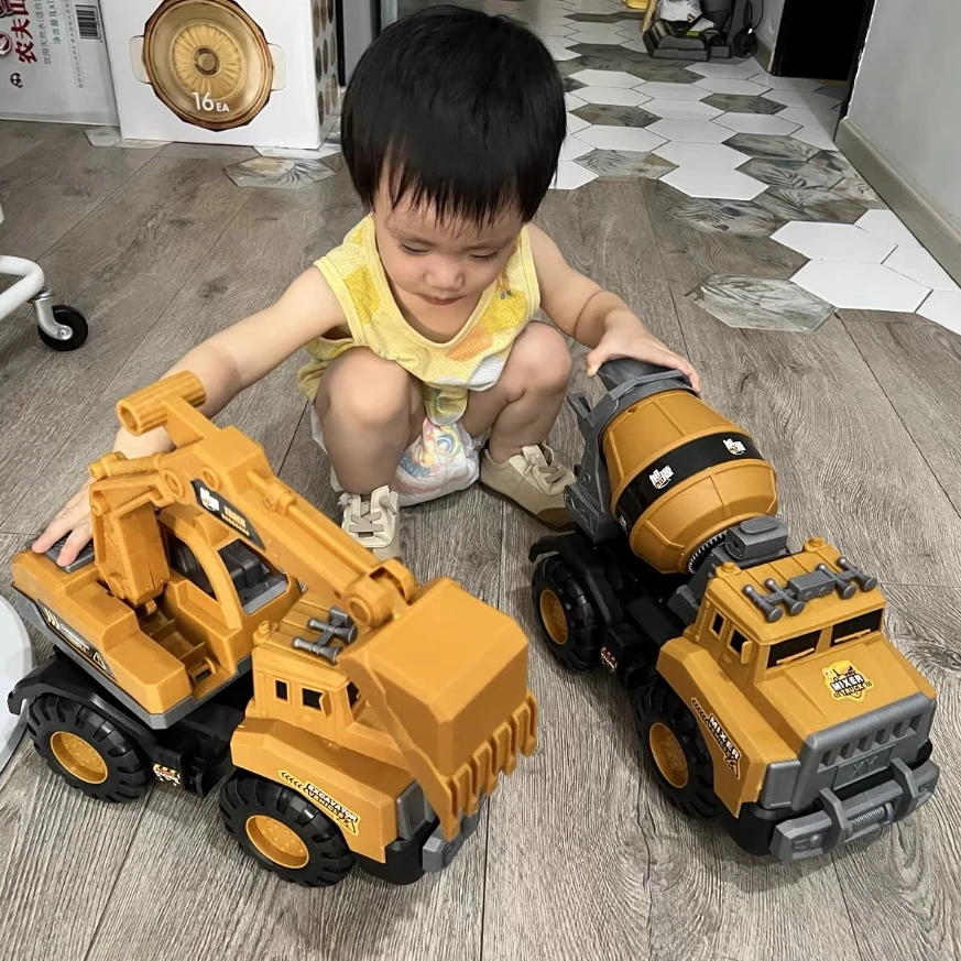 【到手四辆】大号挖掘机搅拌车翻斗车吊车2仿真4滑行5玩具耐摔3-6 1