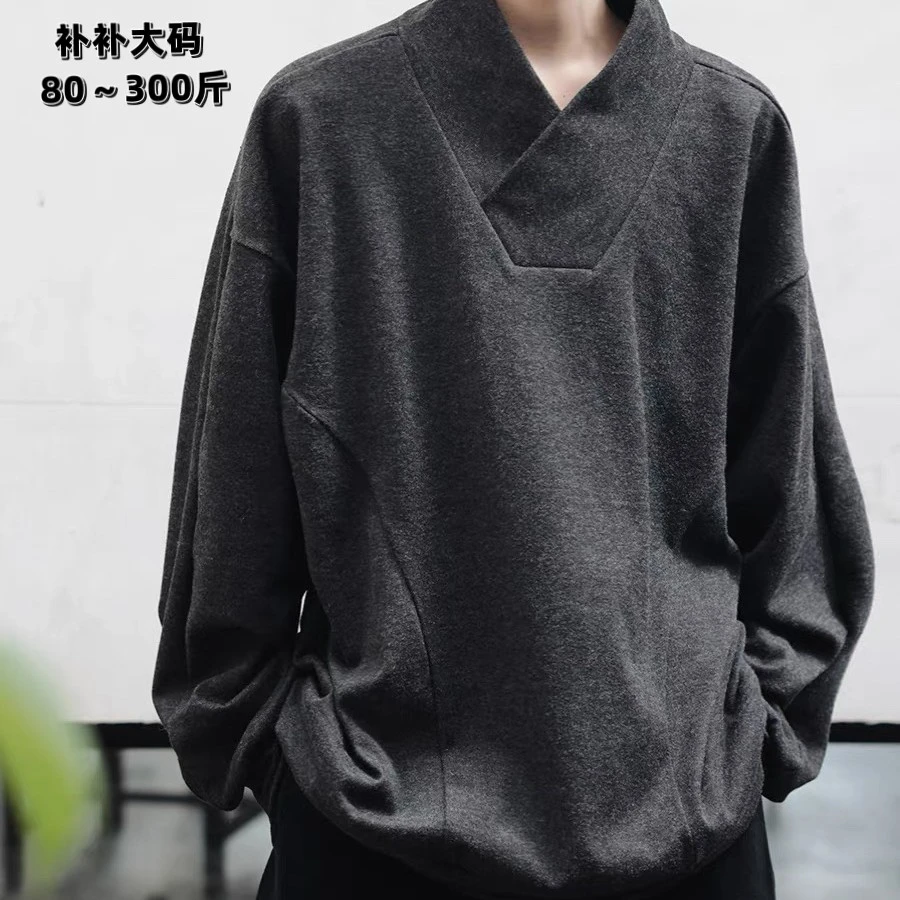 300斤卫衣男大码亲肤男士春秋冬美式宽松重磅德绒t恤长袖男款套头