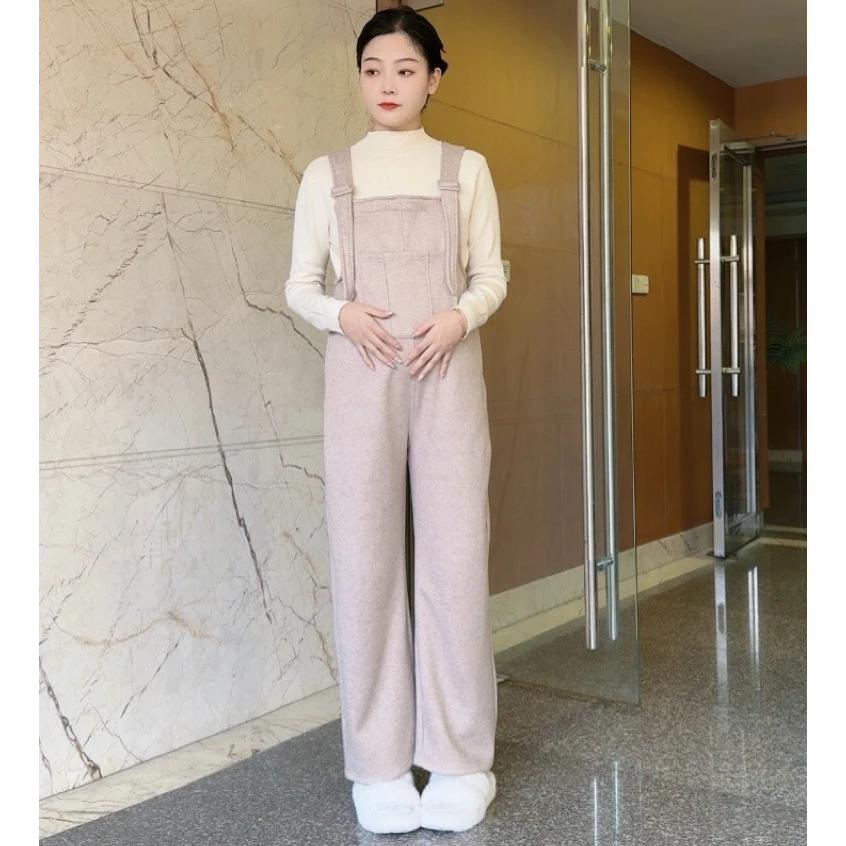 【福利款】新款针织孕妇背带裤加厚时尚显瘦遮肉直筒高级背带裤孕妇