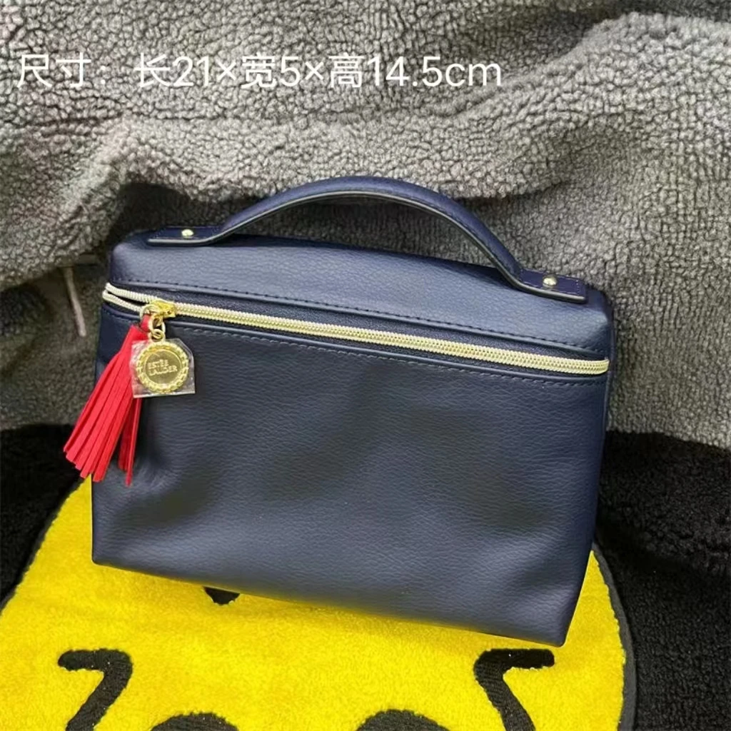 83号小雅子深蓝色软pu化妆包手提收纳包小包内胆包
