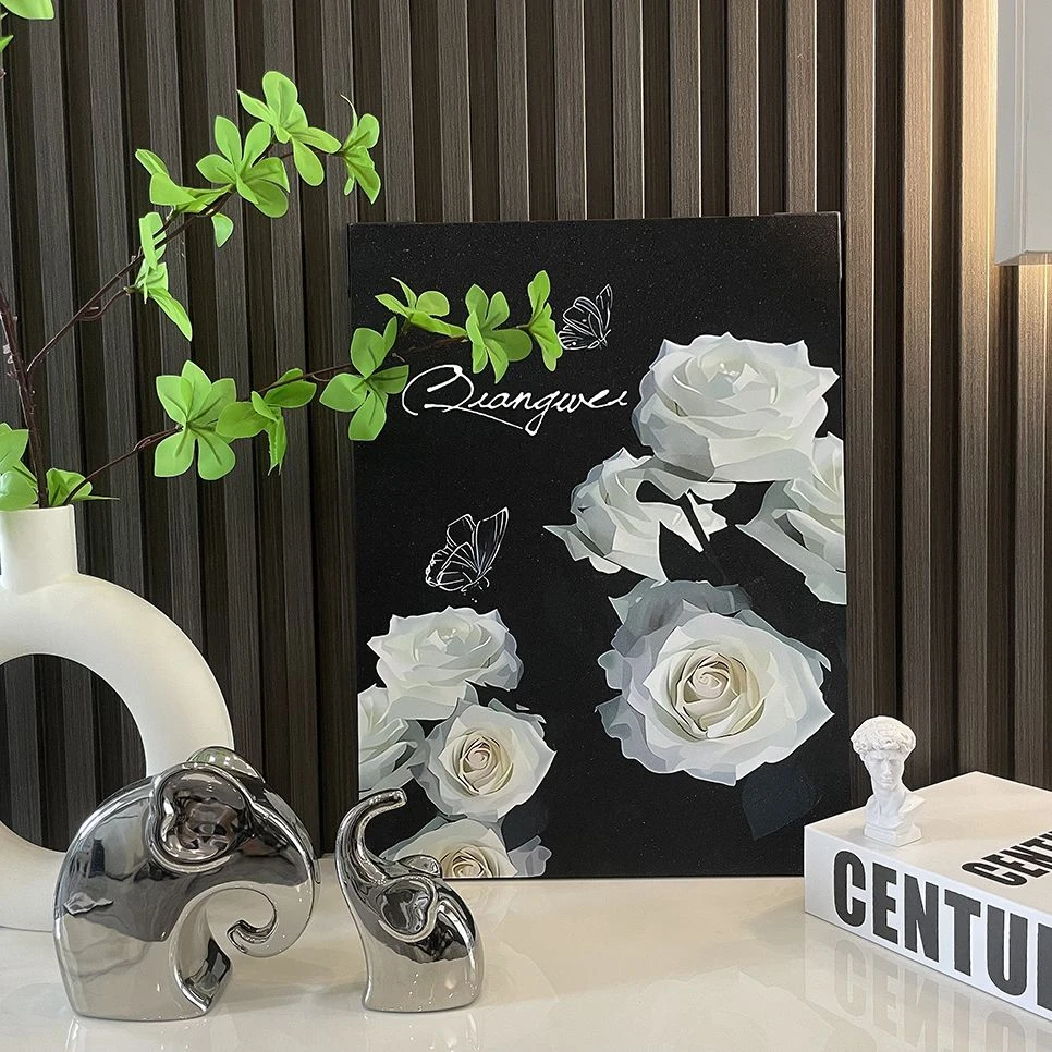 北欧ins高级装饰画花朵香风挂画桌面衣帽间时尚简约黑白摆件