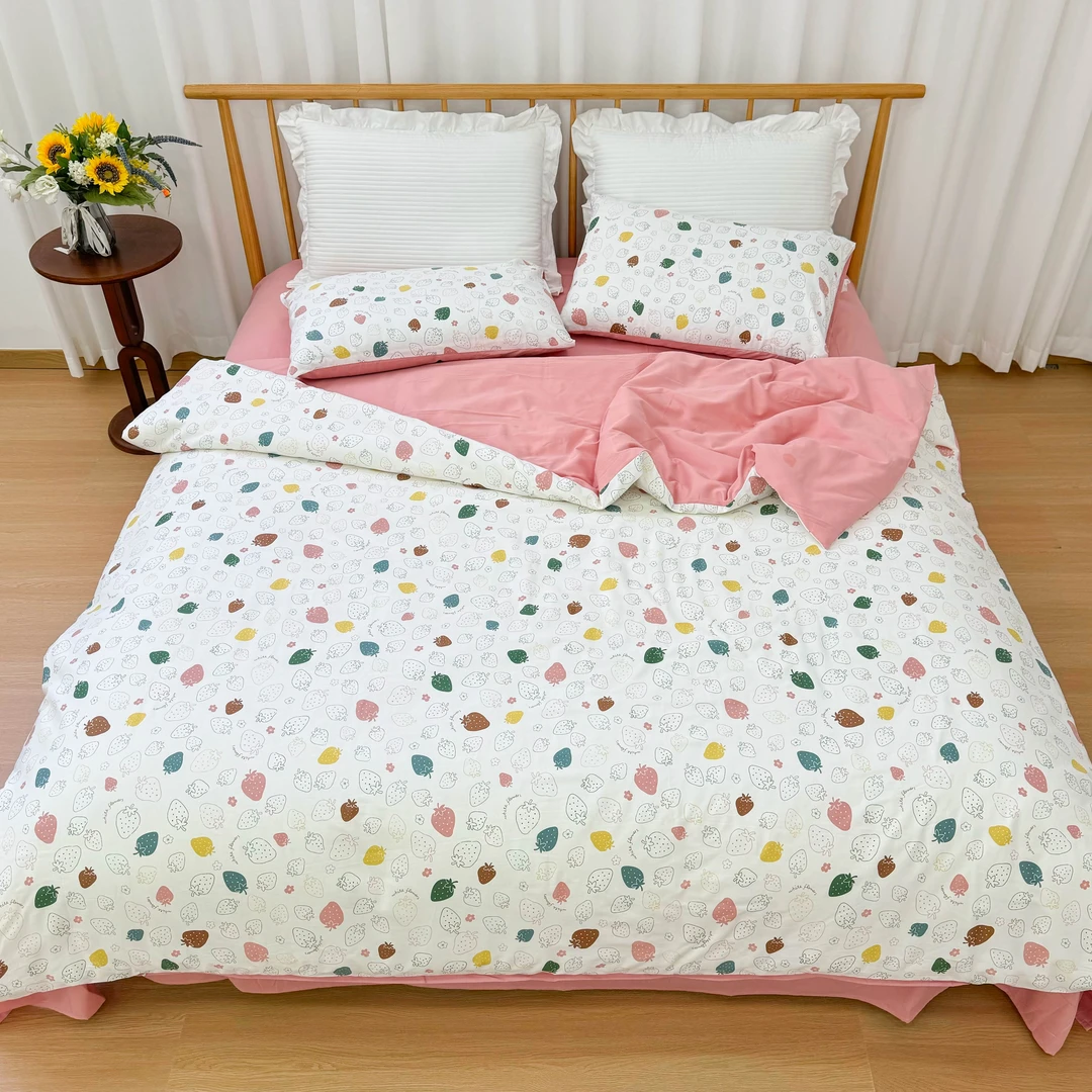 小布家居1-【印花四件套】简约风全棉印花水洗棉四件套 套件