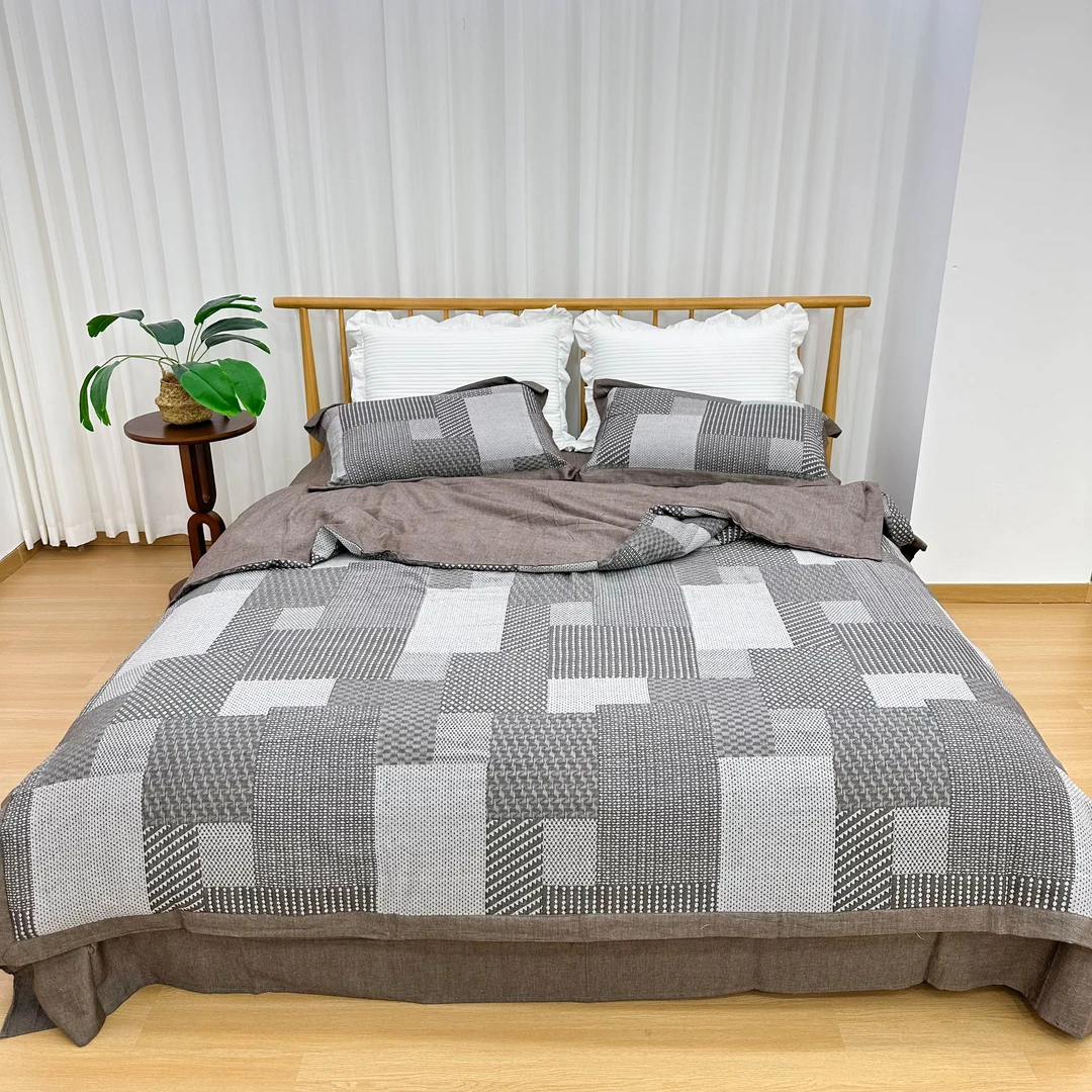 小布家居【多伦多】高端A类超柔软亲肤全棉色织大提花四件套