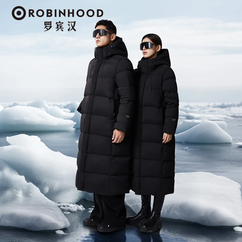罗宾汉2024年新款黑钻系列鹅绒羽绒服中长短款男女同款加厚连帽