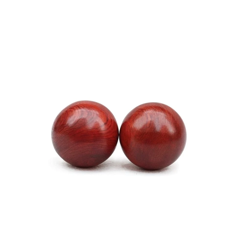 缅花大果紫檀原木色手球（一对）5.0光滑保健球健身球手把件实心