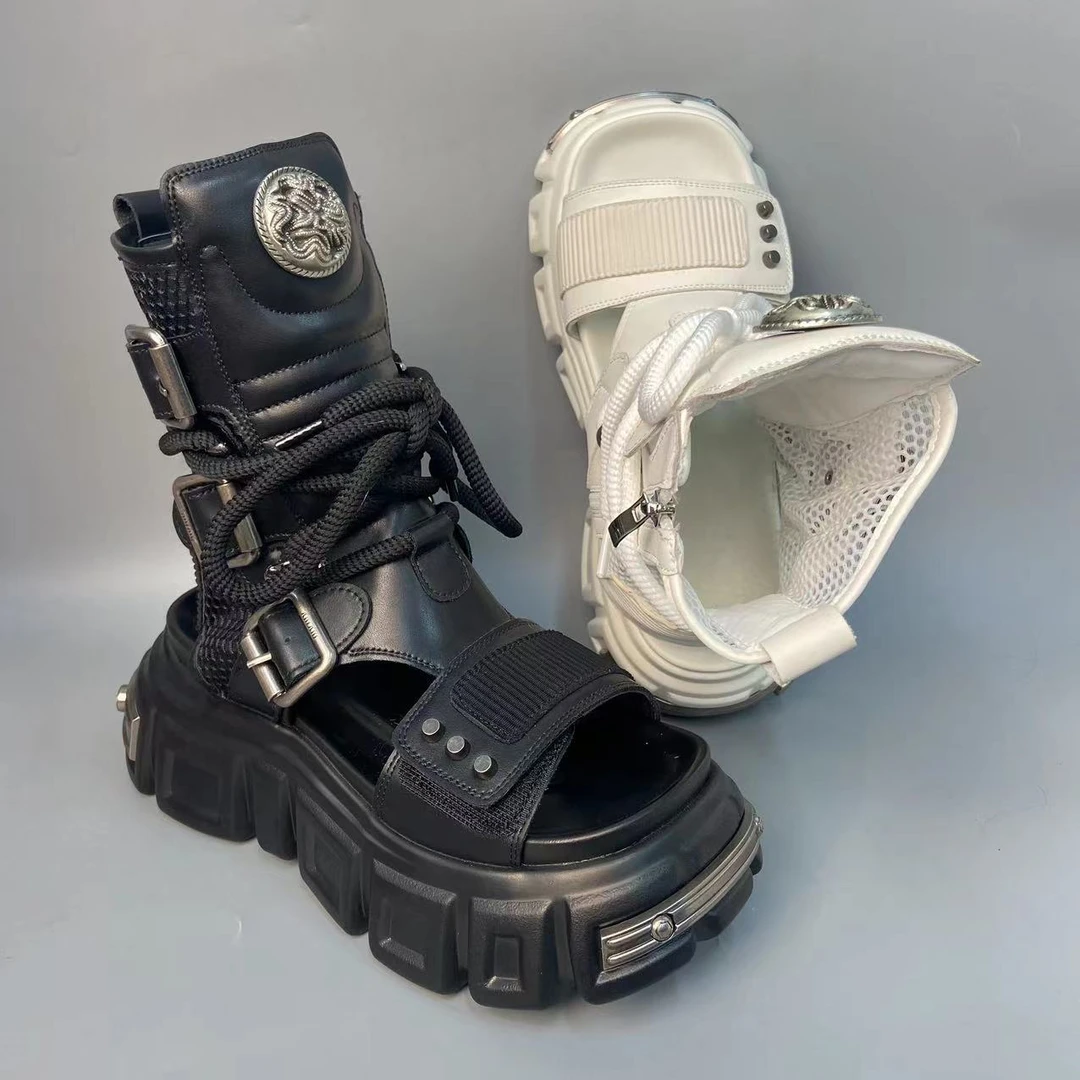 短靴复古系带拉链设计舒适龙年设计厚底夏季透气百搭时尚靴潮流in