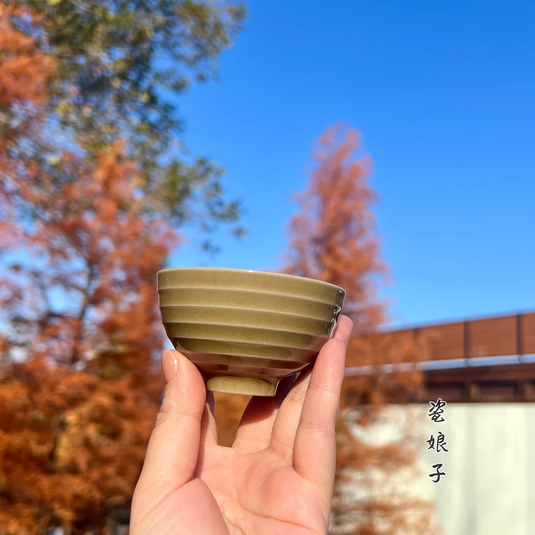 瓷娘子 龙泉青瓷王甜晶纯手工螺纹杯子 龙窑柴烧品茗杯主人杯