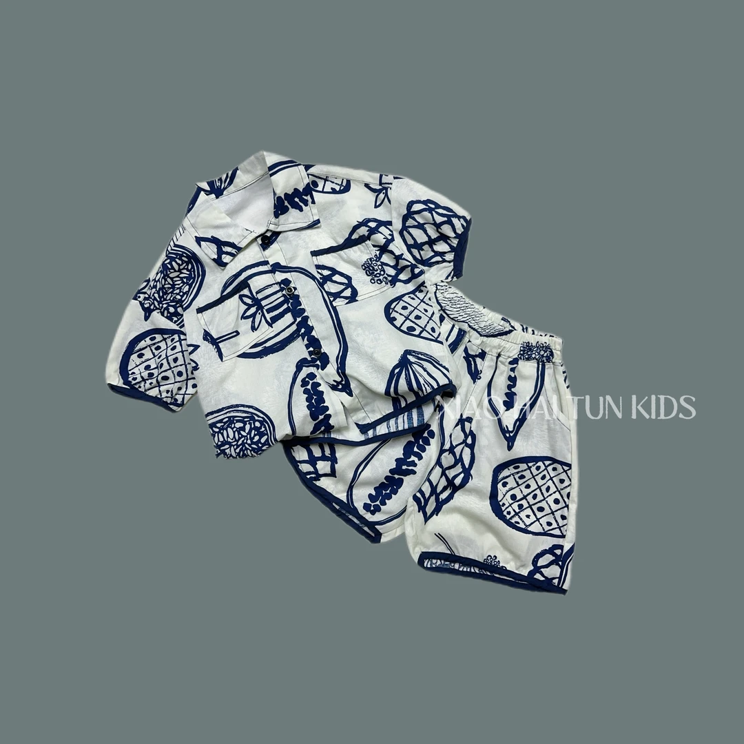 2024男童新款潮流韩版夏款儿童菠萝套装--098