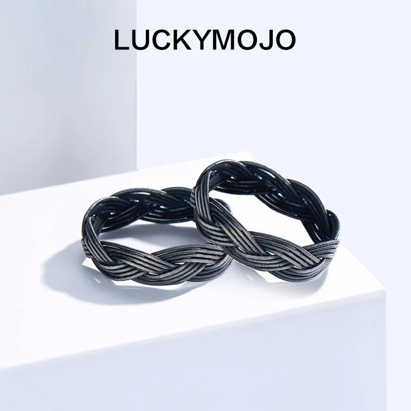 LUCKYMOJO 足银戒指 土耳其编织情侣戒指纯银轻奢小众食指戒尾戒