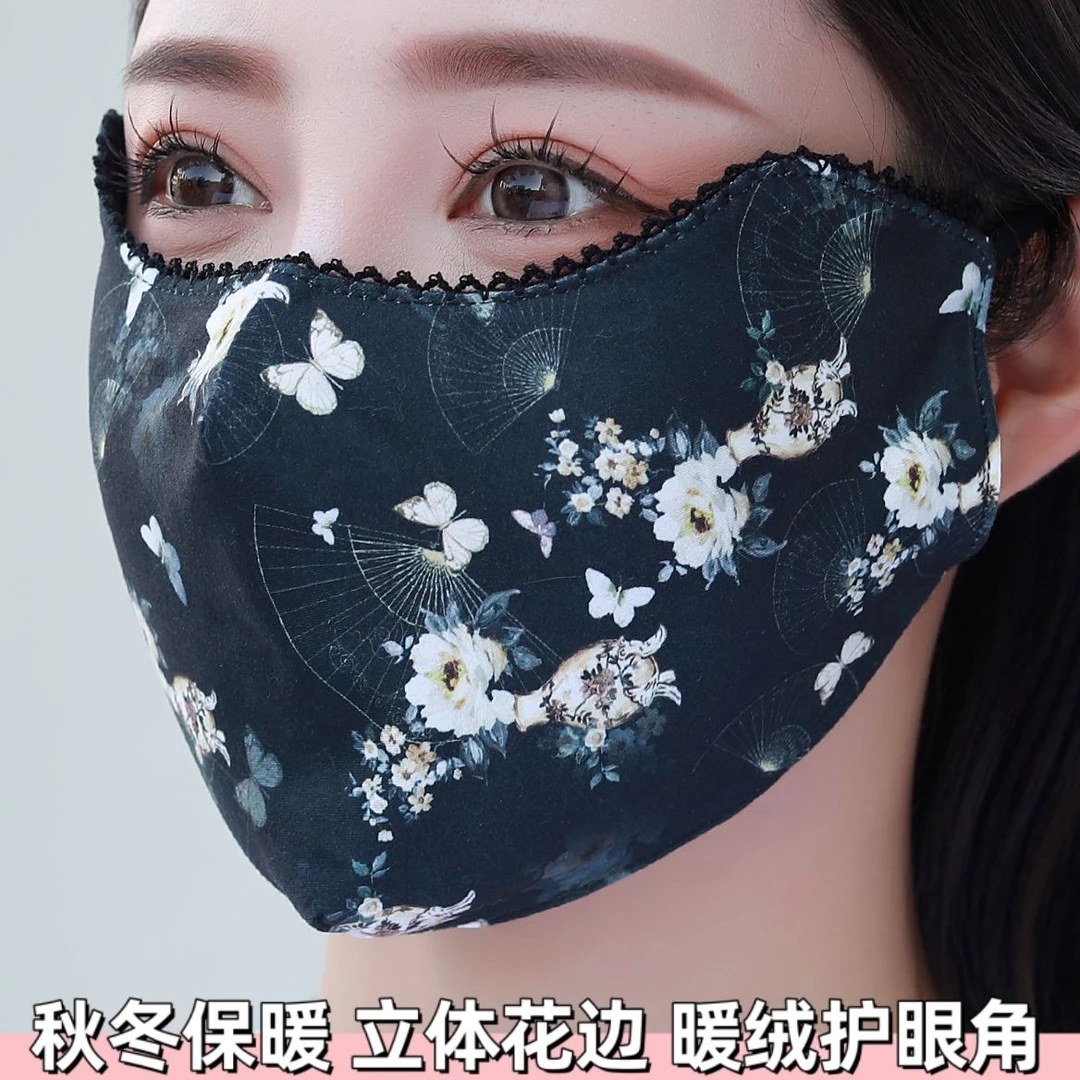 口罩女秋冬款3d立体高颜值成人加厚防寒保暖加绒布可水洗遮脸面罩