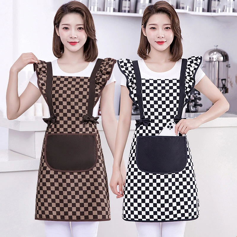 夏季女时尚围裙家用厨房做饭透气耐磨防污韩版洋气上班工作服围腰