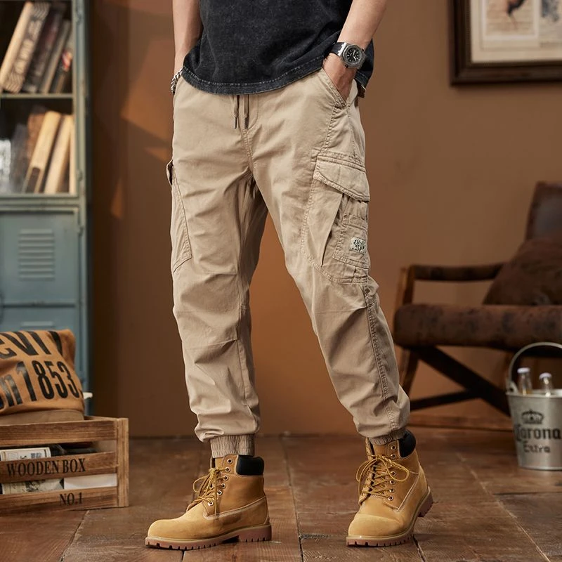 【娜先生】斜口袋 男士束脚工装裤秋冬新款休闲宽松长裤