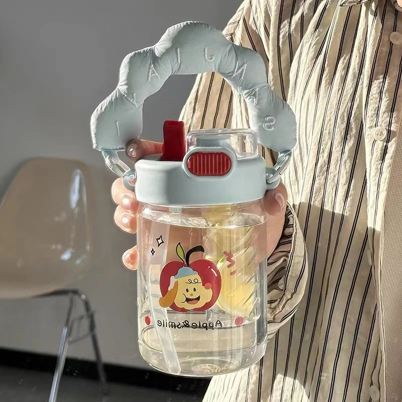 水杯玻璃杯女高颜值带盖泡茶杯2024新款茶水分离学生可爱吸管杯子