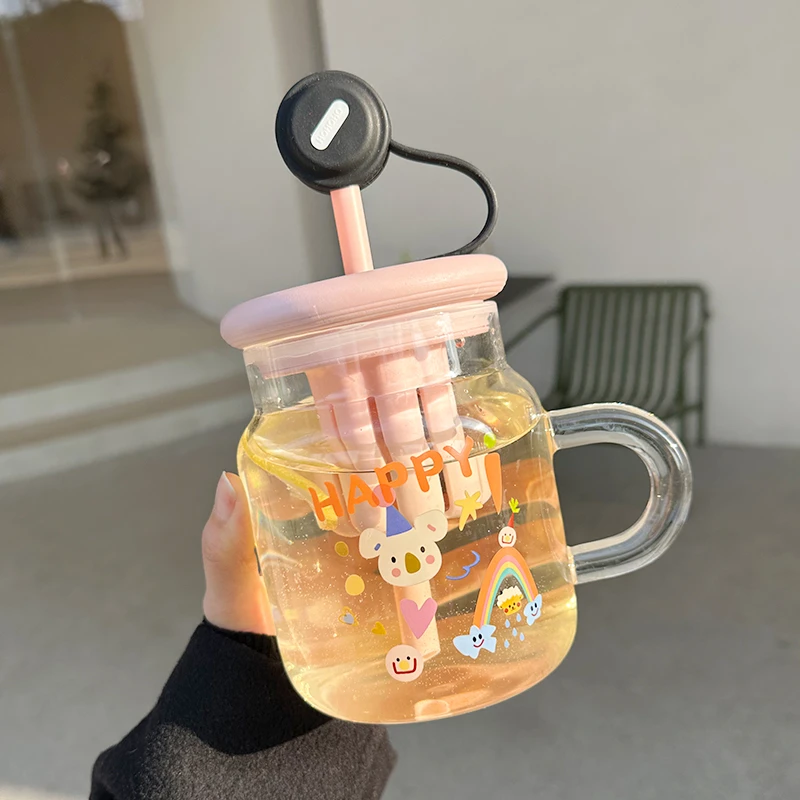 司音水杯女生玻璃杯办公室茶水分离新款咖啡带吸管搅拌泡茶杯子