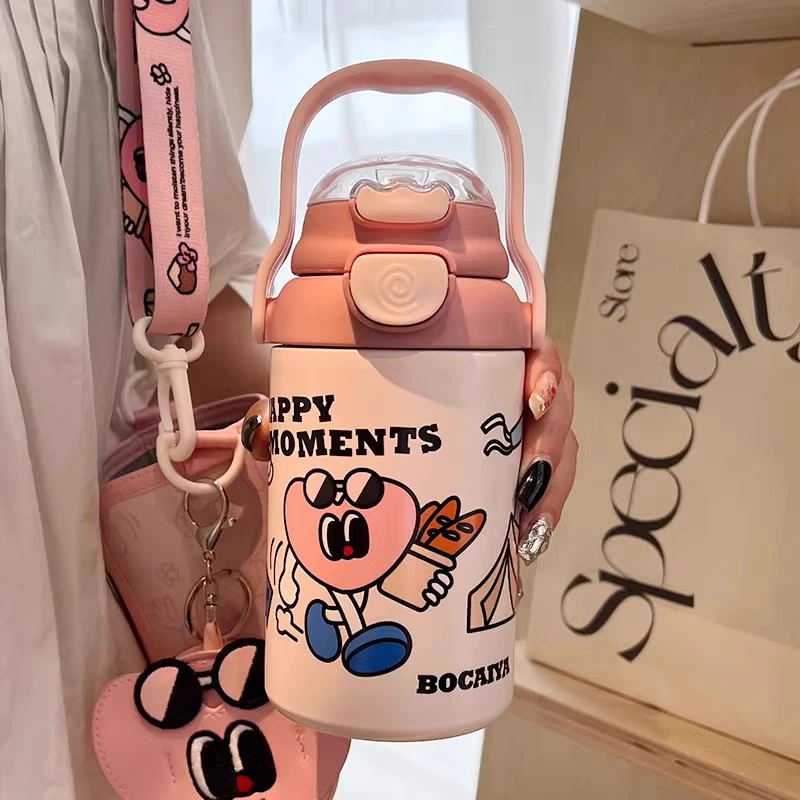 水杯保温杯女生吸管杯高颜2023新款多巴胺风水壶可爱316儿童杯子