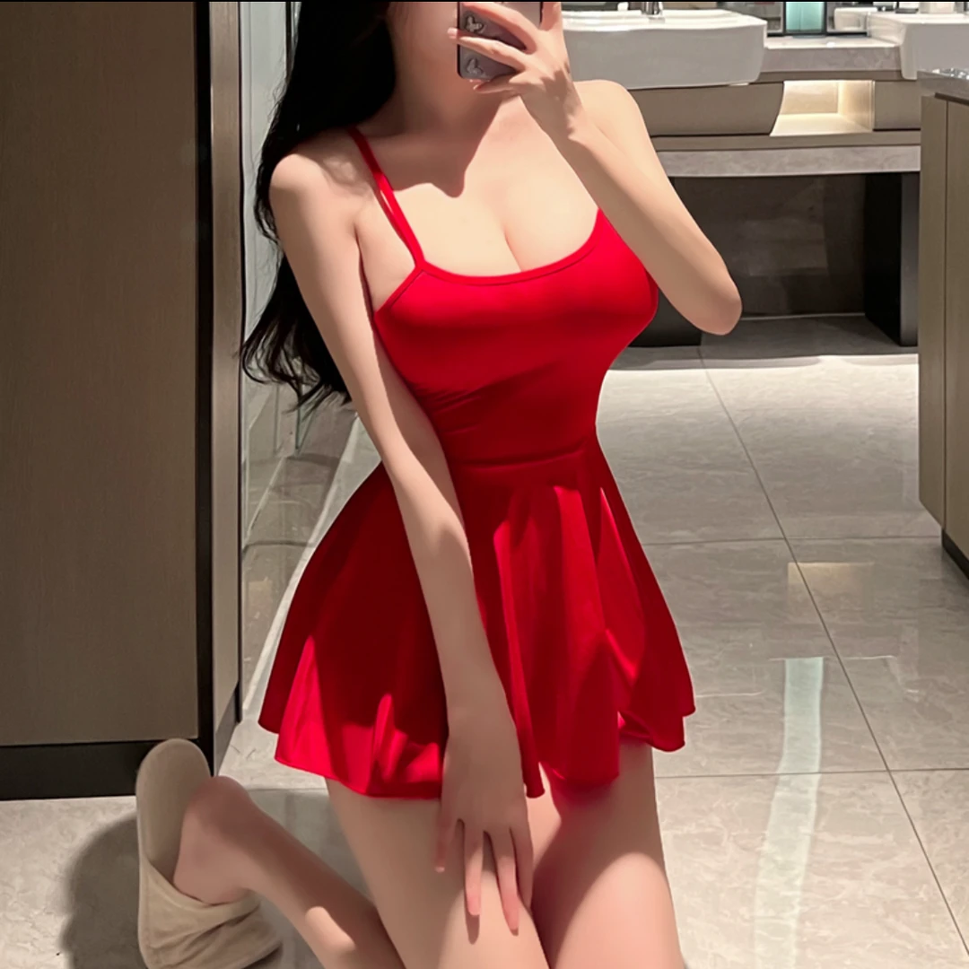 新款网红女士睡衣冰丝吊带裙短裙睡裙可爱家居服纯欲小黑裙显瘦