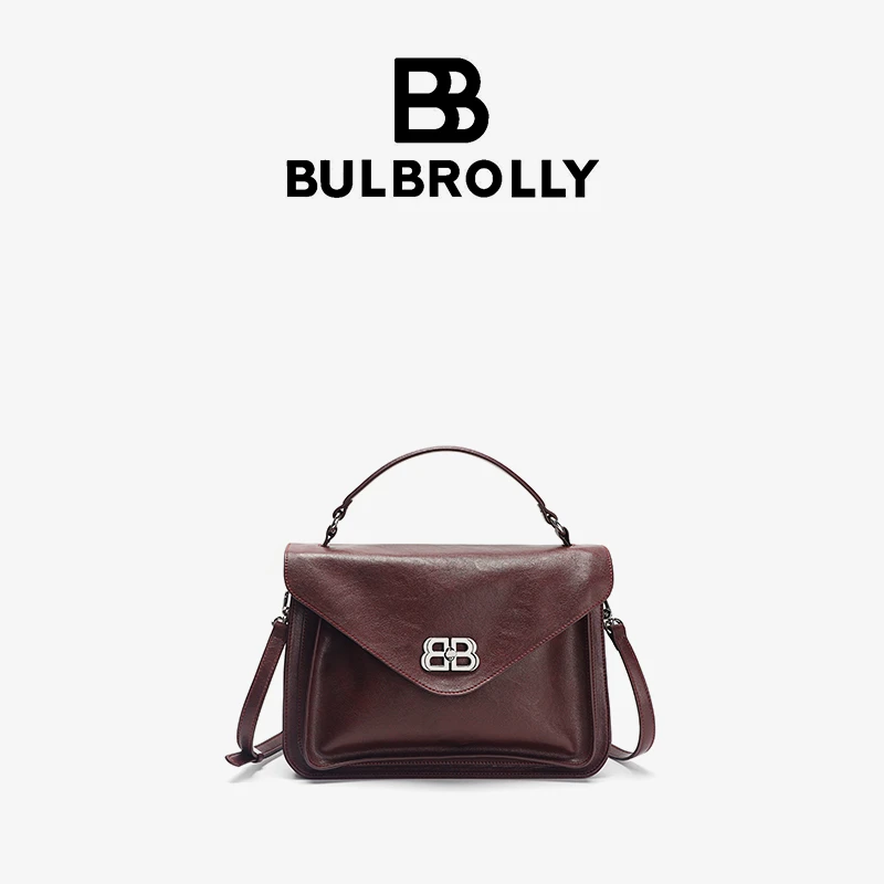 BULBROLLY复古锁扣邮差包24080911酒红