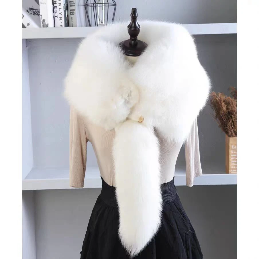 整只狐狸毛加厚大围脖冬时尚女士皮草围巾围脖保暖护脖子防风