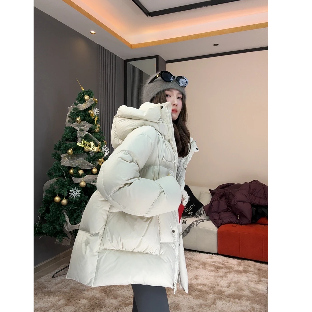 【RONGYI 】2024新款韩版短款休闲百搭厚款羽绒服时尚连帽冬季保暖