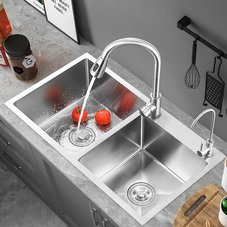 大双槽食品级不锈钢手工加厚过滤水槽厨房洗菜盆洗碗池多功能防臭