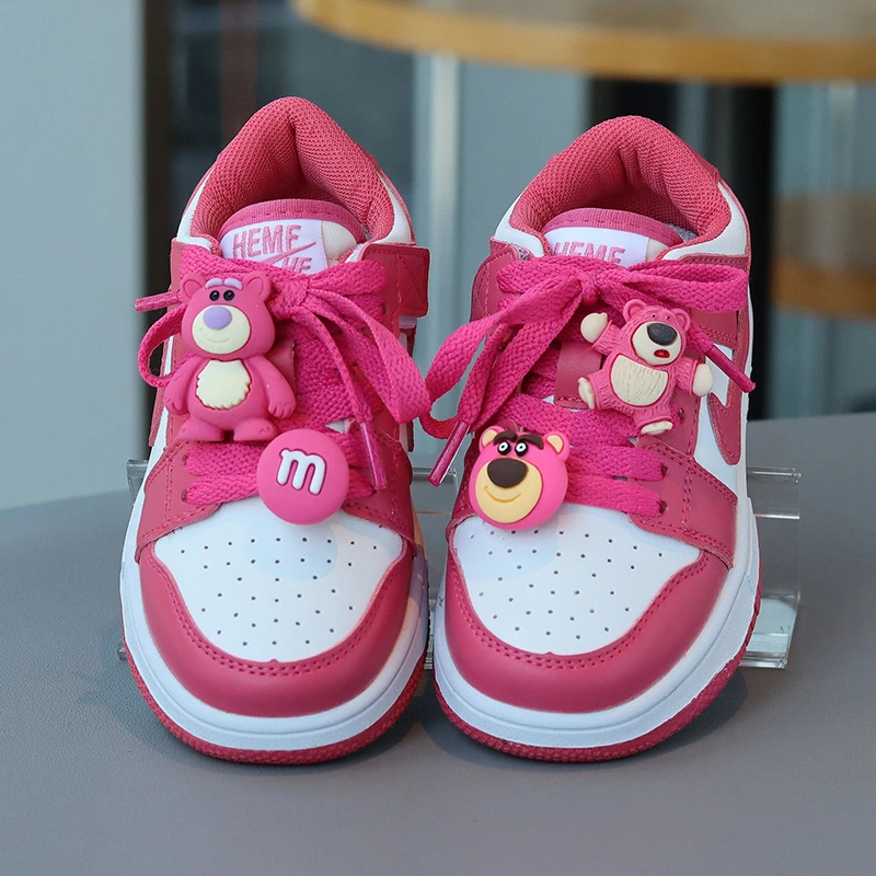 女童运动鞋草莓熊童鞋红色公主鞋可爱单鞋春季板鞋小女孩休闲鞋子