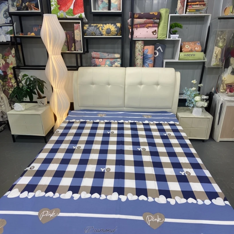 格子爱心单人被罩1.5*2米