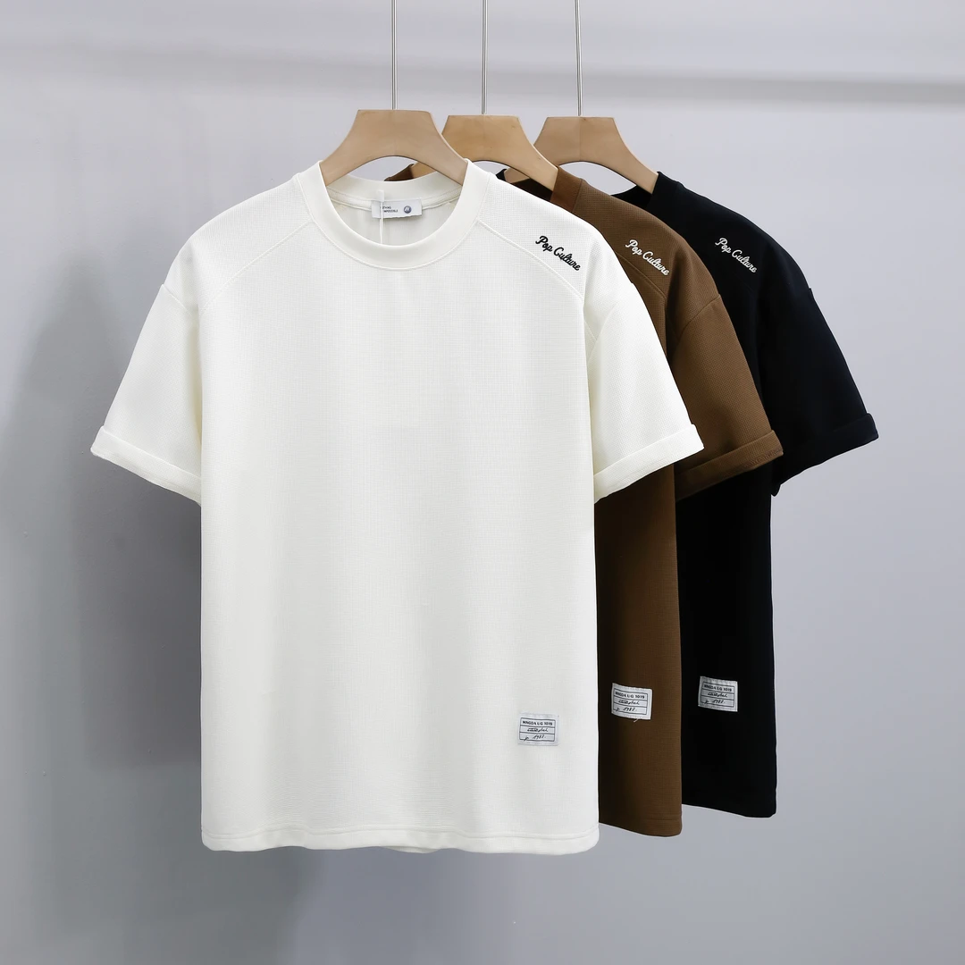 【AERTU】新款男士短袖T恤时尚宽松潮流修身情侣条纹轻奢潮流