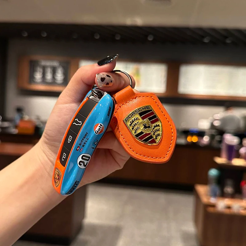 适用保时捷钥匙壳海湾石油卡宴Macan718帕拉梅拉911Taycan钥匙扣