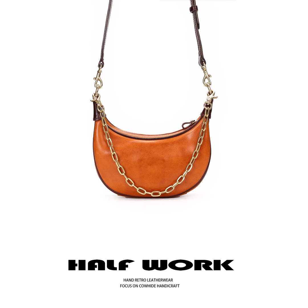 HALF WORK/伴工 复古斜挎包手提包腋下月亮包KB-2612