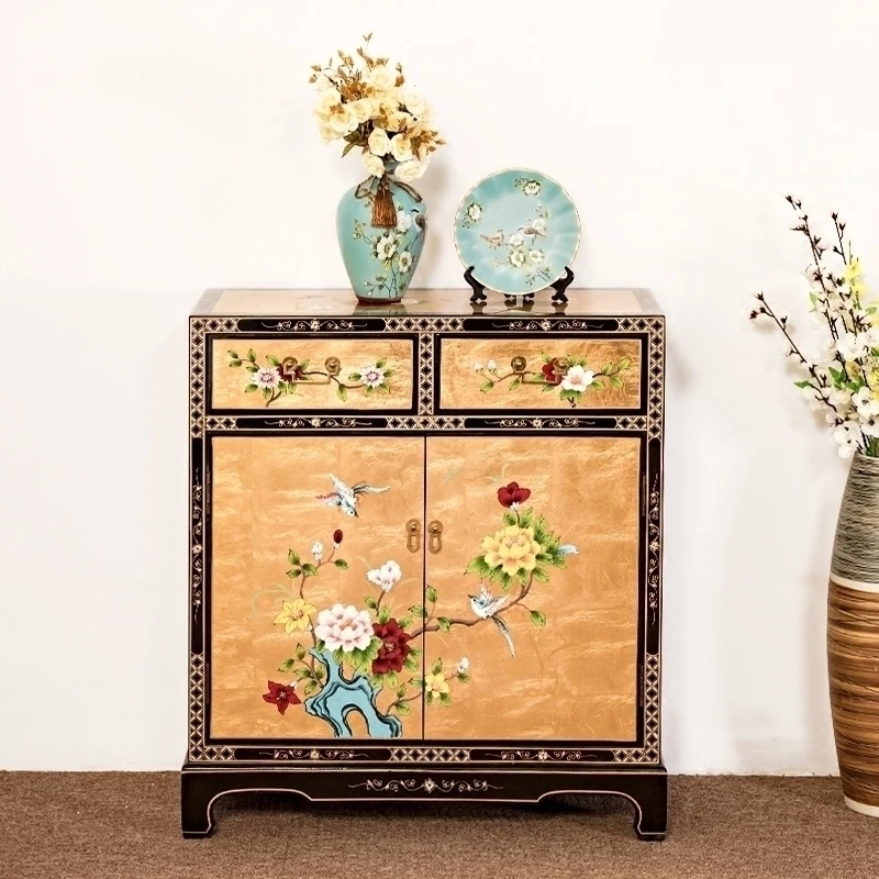 【臻宝阁】新中式金箔彩绘俩门俩斗柜