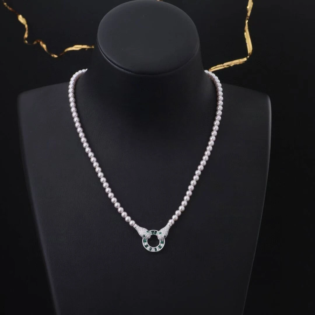 合金项链 2024爆款紫色珠蛇头圆环项链轻奢气质时尚高级感