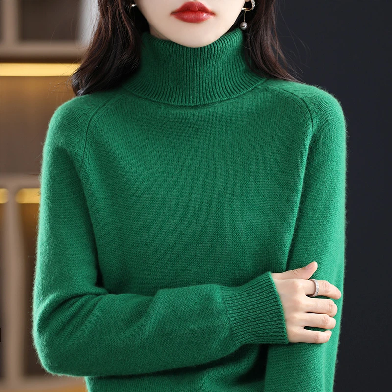高品质加厚毛衫高领纯色女宽松套头秋冬新款内搭显瘦针织衫打底衫