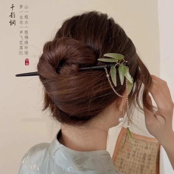 非金属发饰 2023新款古典气质古风竹节发簪女新中式旗袍汉服发钗
