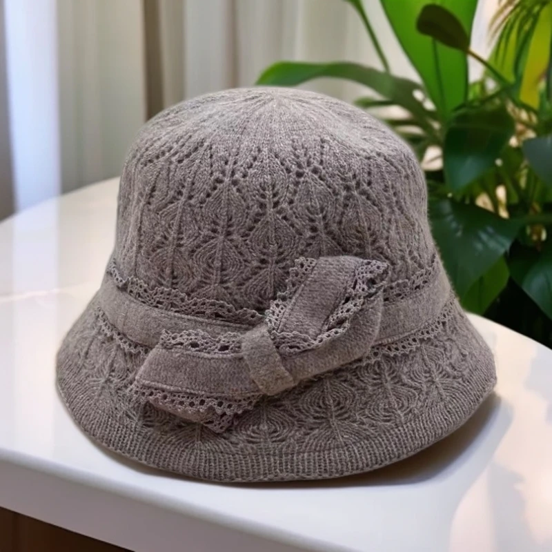 55号 花边秋冬蕾丝边蝴蝶结女士休闲百搭盆帽礼帽（无运费险）