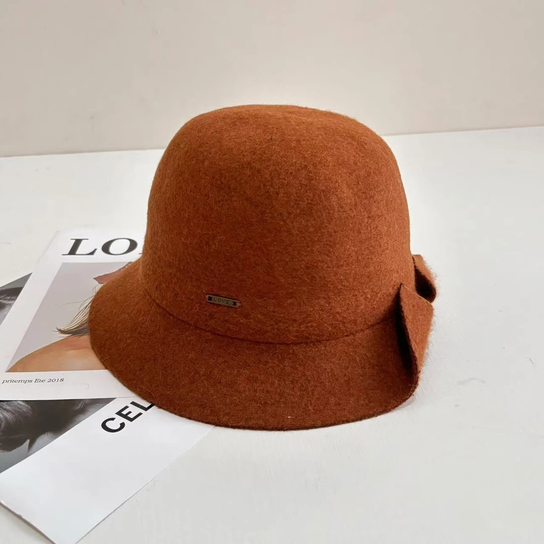 771号 女士字母标后开口折叠卷边礼帽冬季纯色（无运费险）