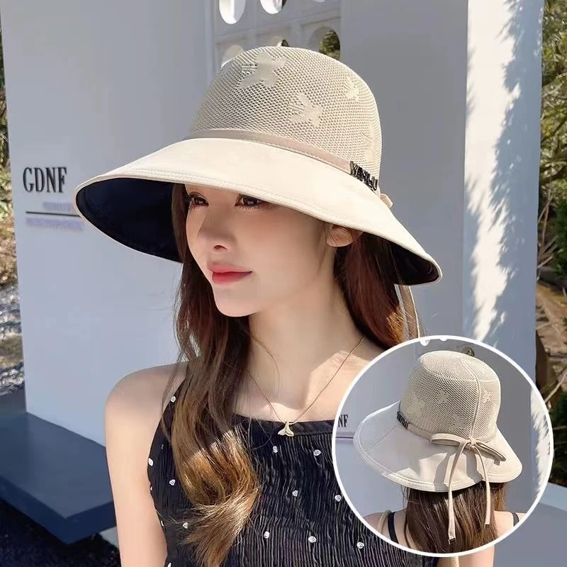 932号 韩版印花蝴蝶时尚女士夏季轻薄遮脸遮阳帽