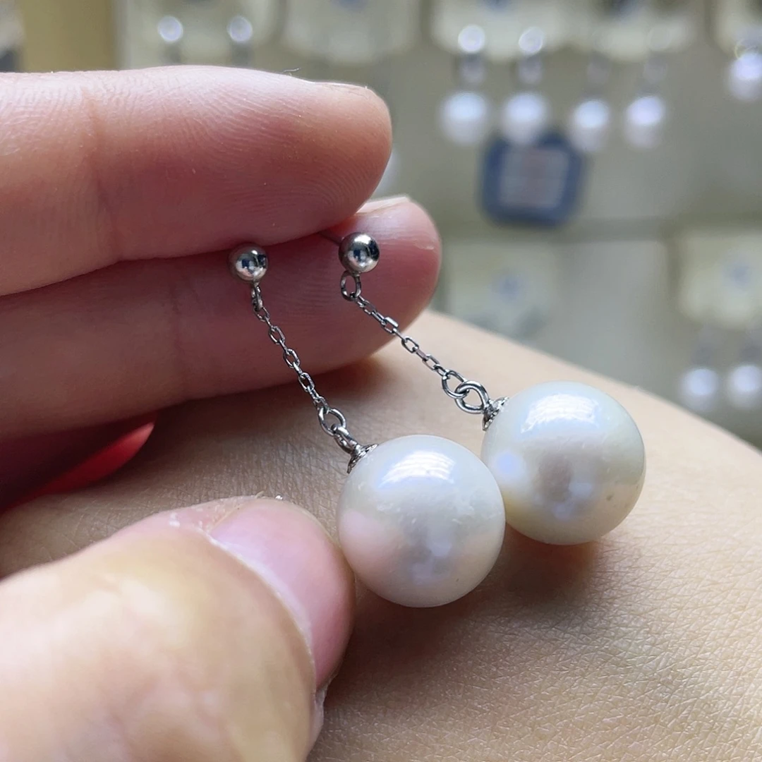 淡水珍珠耳饰银S925镶嵌