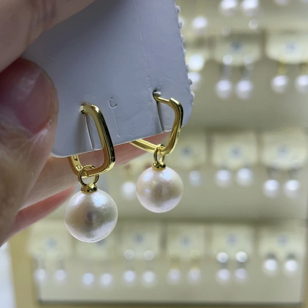 淡水珍珠耳饰银S925镶嵌
